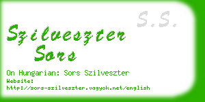 szilveszter sors business card